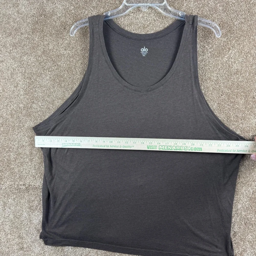 Alo Yoga Womens XXL Brown Heathered Scoop Neck Sleeveless Athletic Tank Top